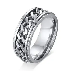 Bague Anti-Stress <br>Chaîne Argent Tournant - Shop Antistress