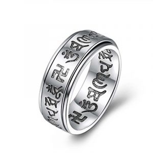 Bague Anti-Stress Anneau Tournant Tibetain (Argent) - Shop Antistress