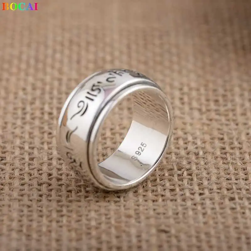 Bague Anti Stress Argent Anneau Mantra – Image 5