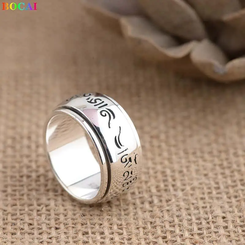 Bague Anti Stress Argent Anneau Mantra – Image 4