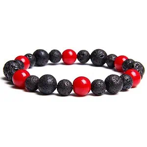 Bracelet Anti-Stress <br>Corail Rouge et Pierre de Lave - Shop Antistress
