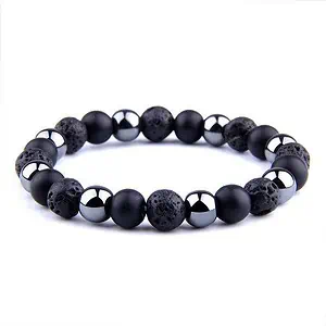 Bracelet Anti-Stress <br>En Pierre de Lave, Obsidienne Noir et Hématite - Shop Antistress