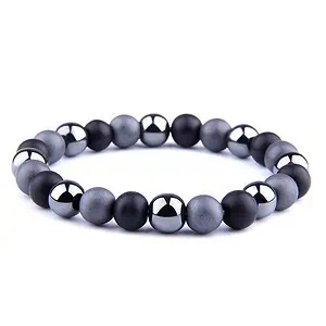 Bracelet Anti-Stress <br>En Pierre Grise, Obsidienne Noir et Hématite - Shop Antistress