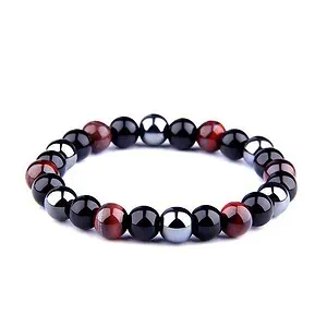 Bracelet Anti-Stress <br>Hématite et Oeil de Tigre Rouge - Shop Antistress