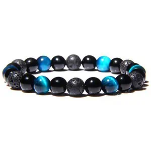 Bracelet Anti-Stress <br>Pierre Bleu, Obsidienne Noir et Pierre de Lave - Shop Antistress