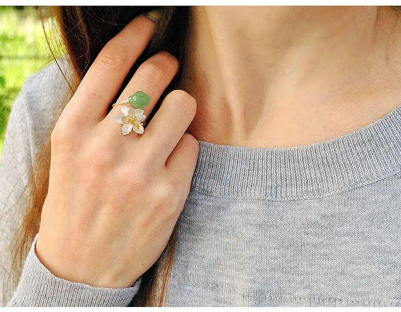 Bague Anti Stress Fleur De Lotus (Argent) – Image 5