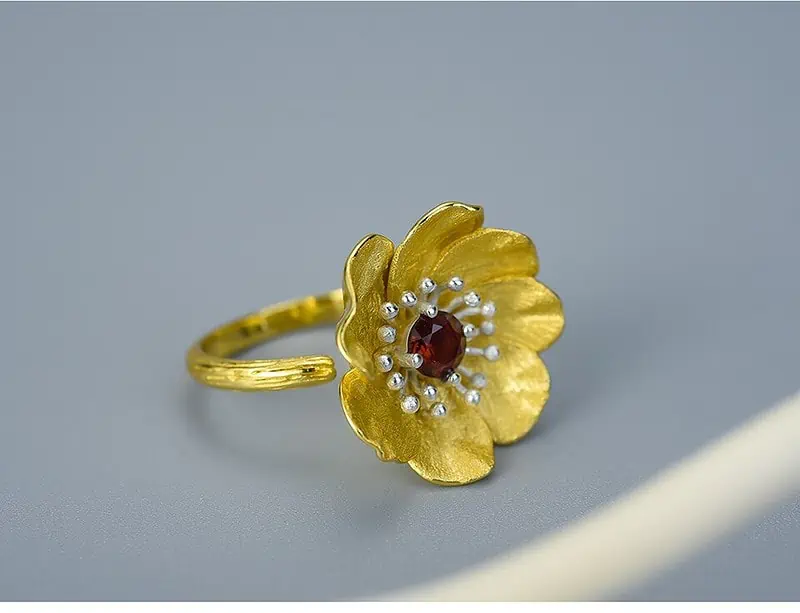 Bague Anti Stress Fleur De Lotus Réglable (Argent) – Image 15