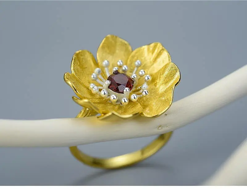Bague Anti Stress Fleur De Lotus Réglable (Argent) – Image 14