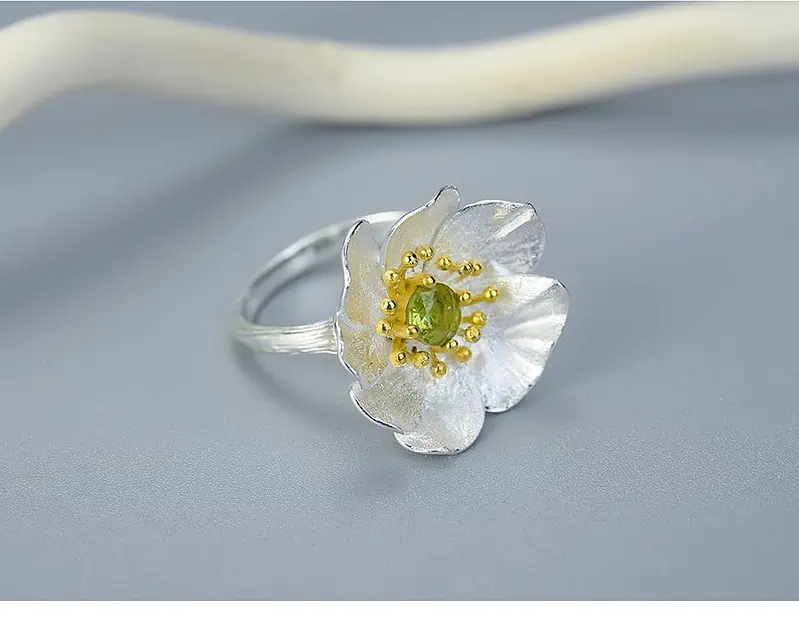 Bague Anti Stress Fleur De Lotus Réglable (Argent) – Image 11