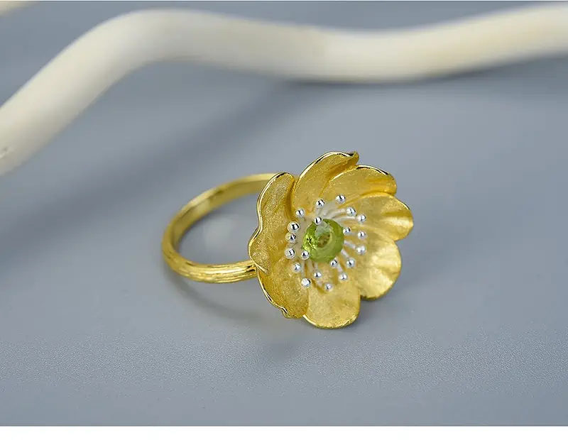 Bague Anti Stress Fleur De Lotus Réglable (Argent) – Image 10