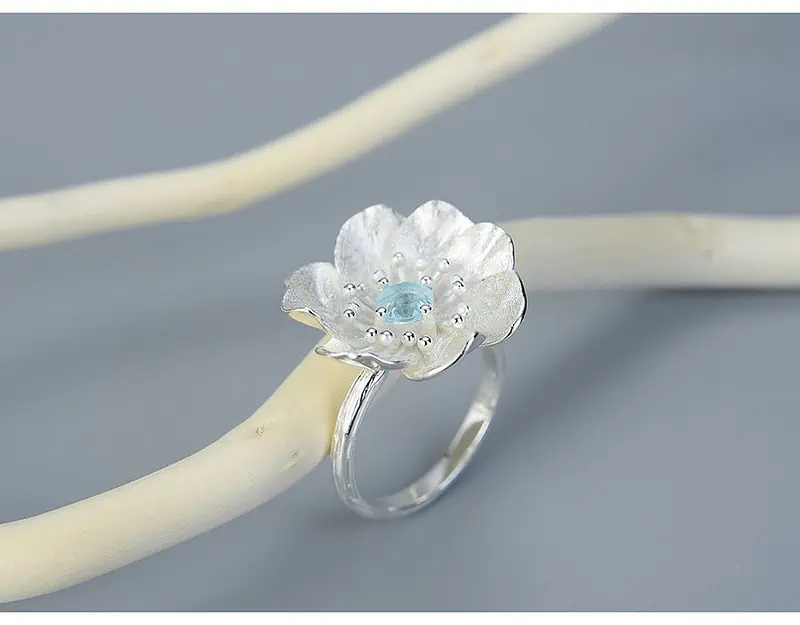 Bague Anti Stress Fleur De Lotus Réglable (Argent) – Image 12