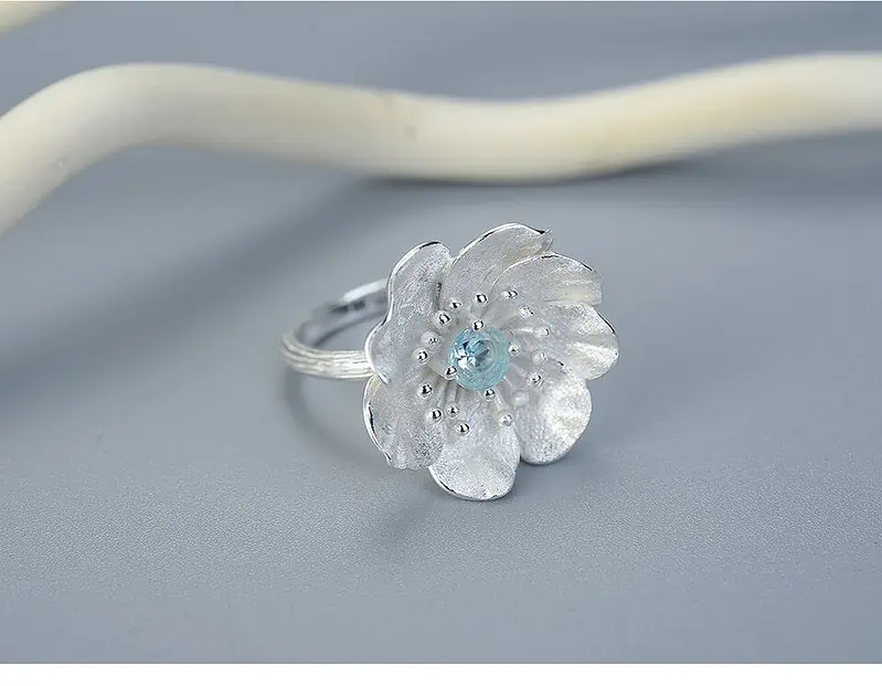 Bague Anti Stress Fleur De Lotus Réglable (Argent) – Image 17