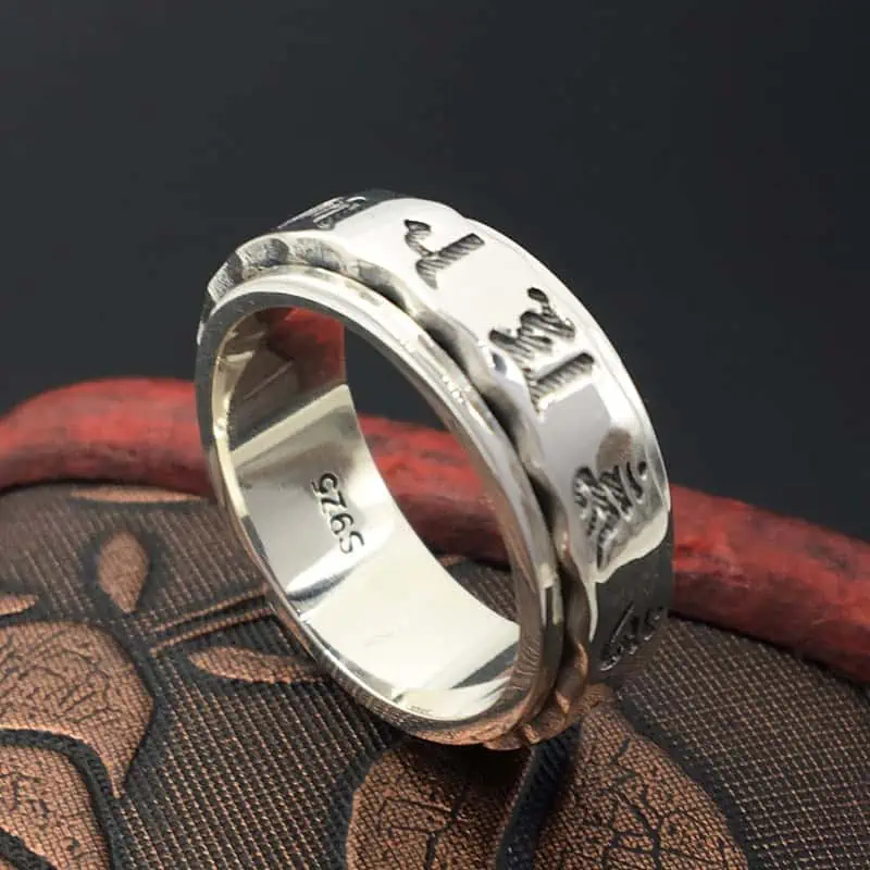 Bague Anti Stress Anneau Tibetain (Argent) – Image 7