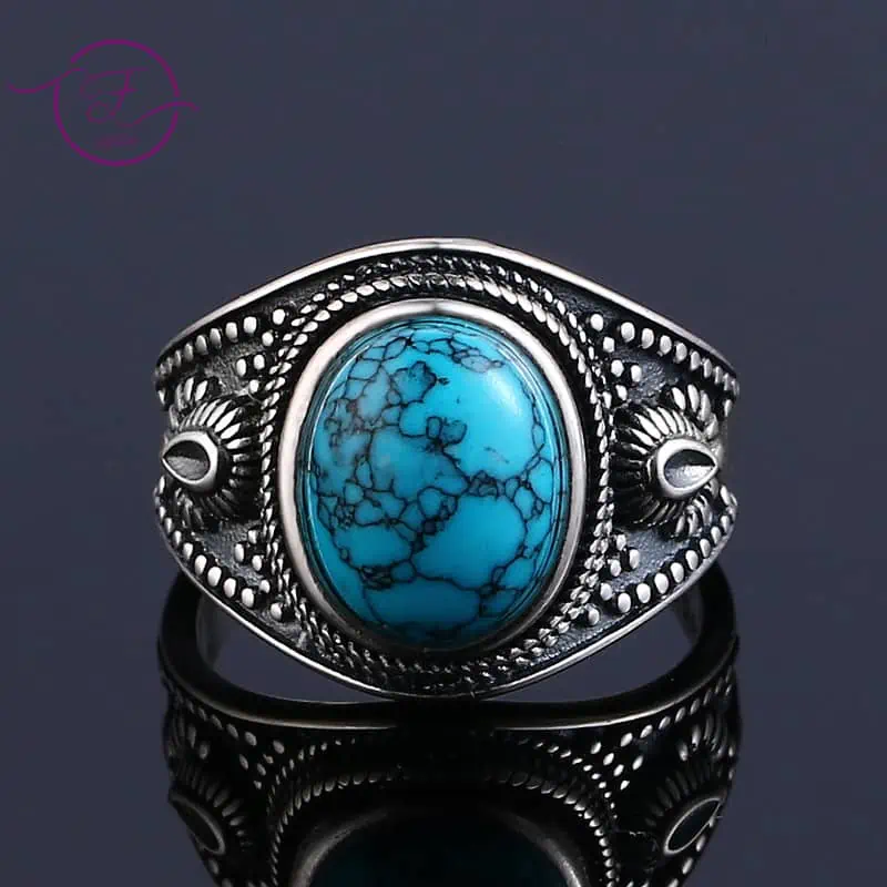 Bague Pierre Naturelle Zen Argent Turquoise – Image 3