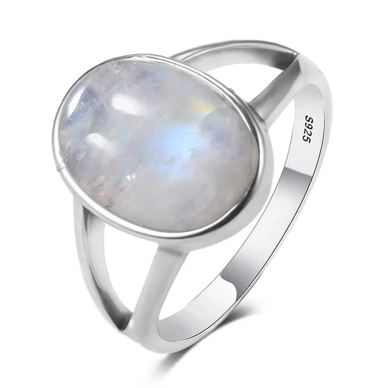 Bague pierre de lune blanche